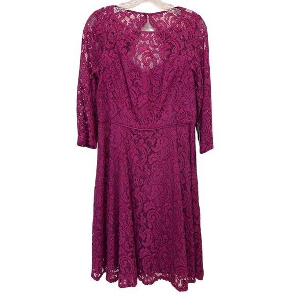 NWT Adrianna Papell Romantic Lace Overlay Open Back Dress Purple Size 8 - Picture 2 of 12